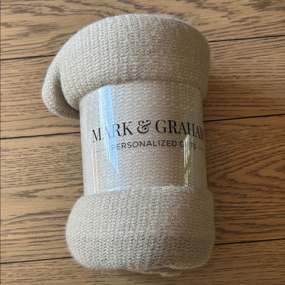 Mark & Graham Tan Knit Throw